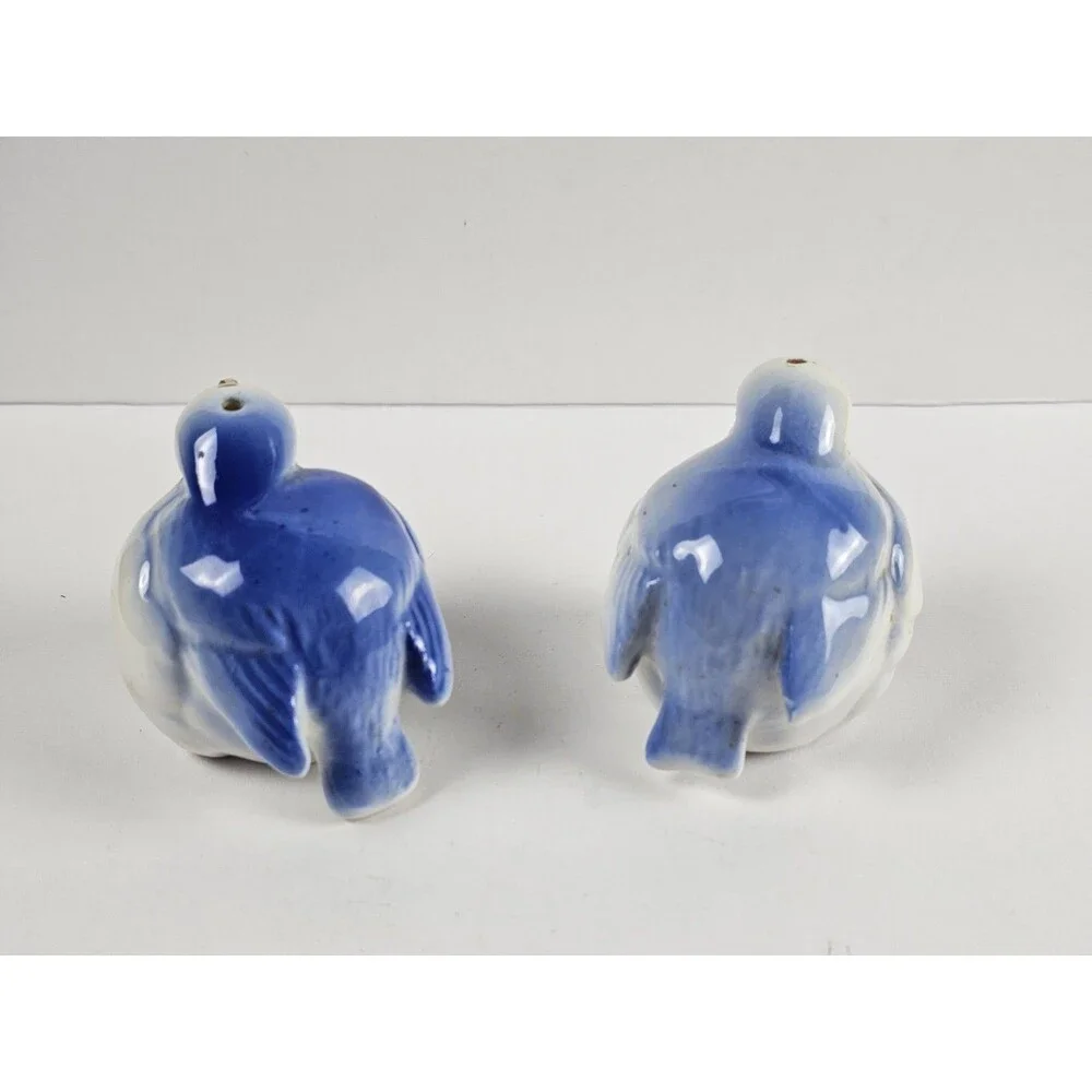 Porcelain Chubby Blue Birds Salt and Pepper Shakers
